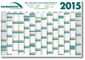 year planner with 14 columns of months for 2015